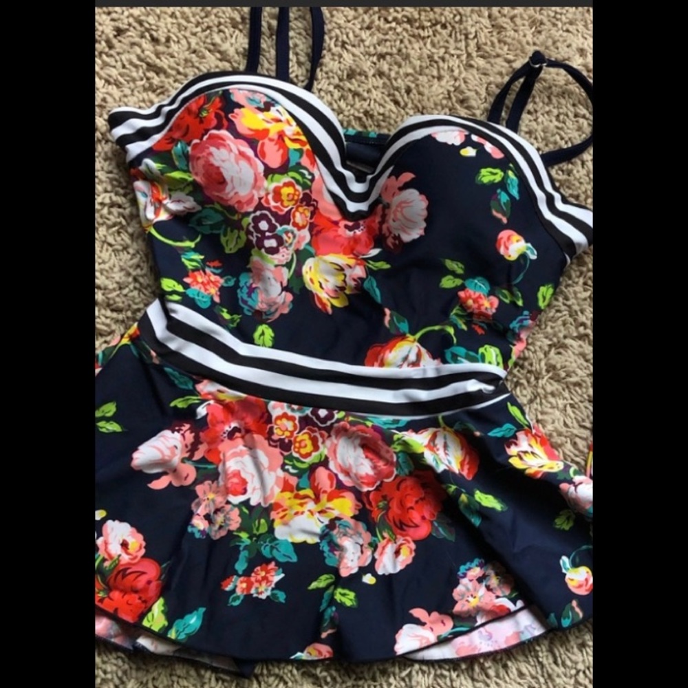 Rad Swimwear | Floral & Striped Bikini top